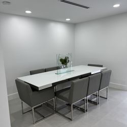 Miami White/Gray Dining Table 8 Chairs 