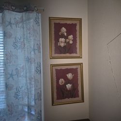 2 flower art with gold frame
