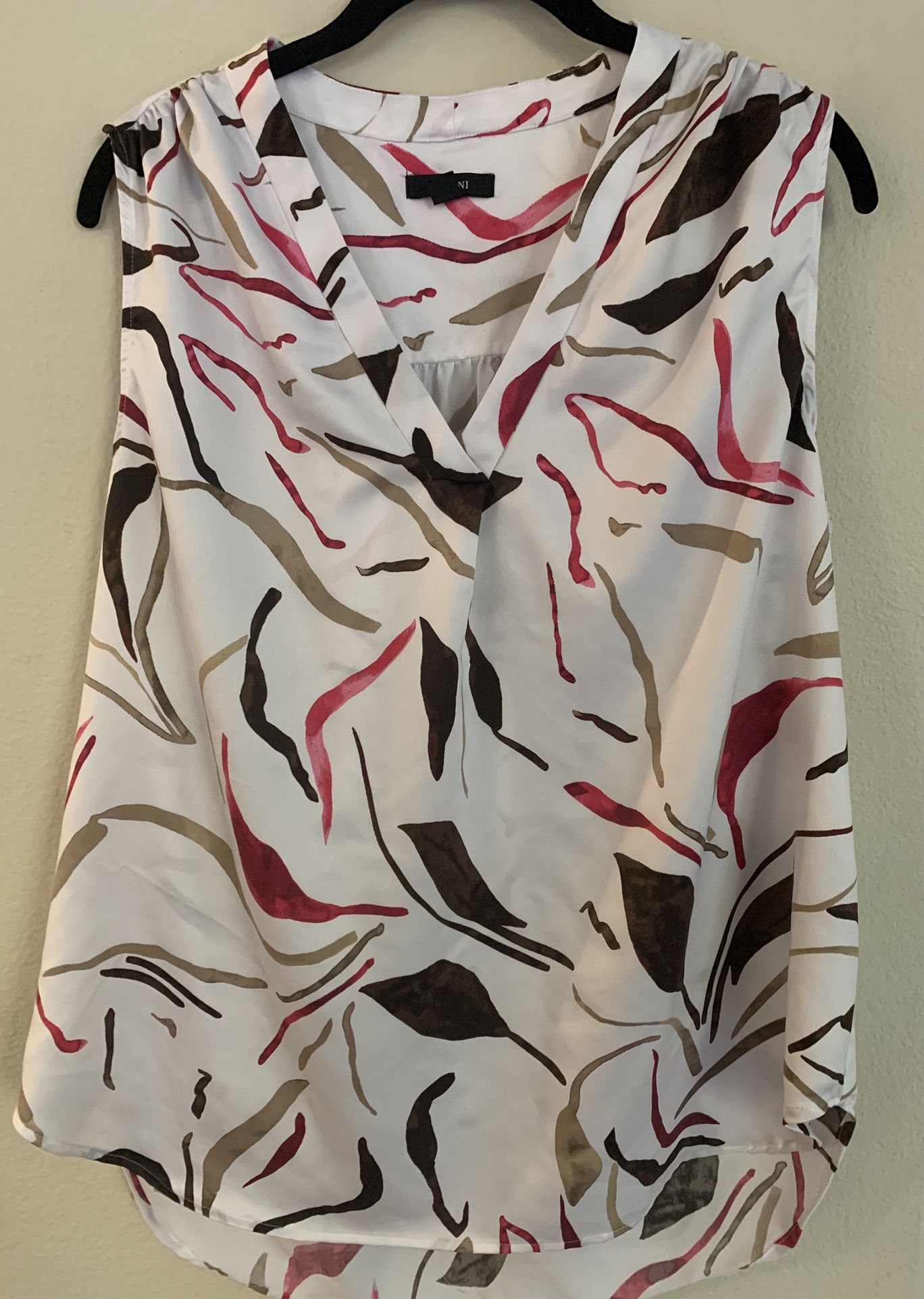 Alfani Women’s Top White Floral Rayon Blend Knit Short Sleeve Size L
