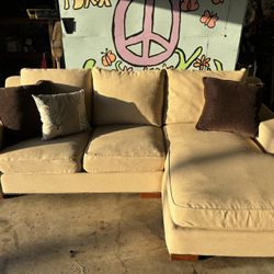 Two Piece Sectional Couch  - WILL DELIVER - Beige / White