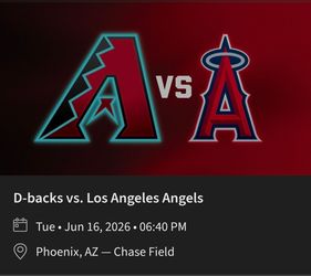 4 tickets Diamondbacks vs Angels June 16 2026