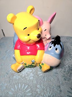 Disney Winnie The Pooh, Piglet, Eeyore Herb Garden Cookie Jar Large 12"×12" Rare