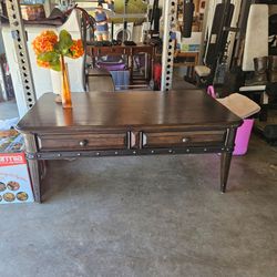 Dark brown espresso colored coffee table with 2 drawers living room game room large room table
