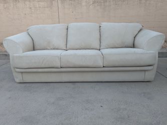 Light Gray 3-Seat Leather Sofa