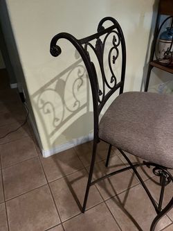 Wrought Iron Bar Stool with Upholstered Seat