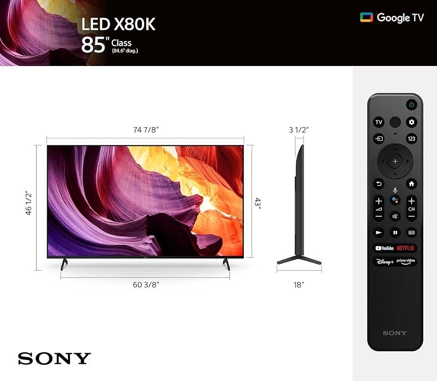 85" SONY 80K 4K HDR SMART 120HZ GOOGLE TV