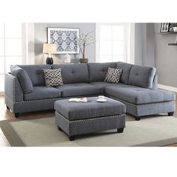 Gorgeous Gray Colored 3 Piece Sectional Set