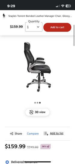 Staples Torrent Bonded Leather Manager Chair Glossy Black for Sale in Mountlake Terrace WA OfferUp