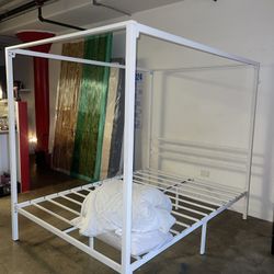 Queen Bedframe - White Canopy Bed