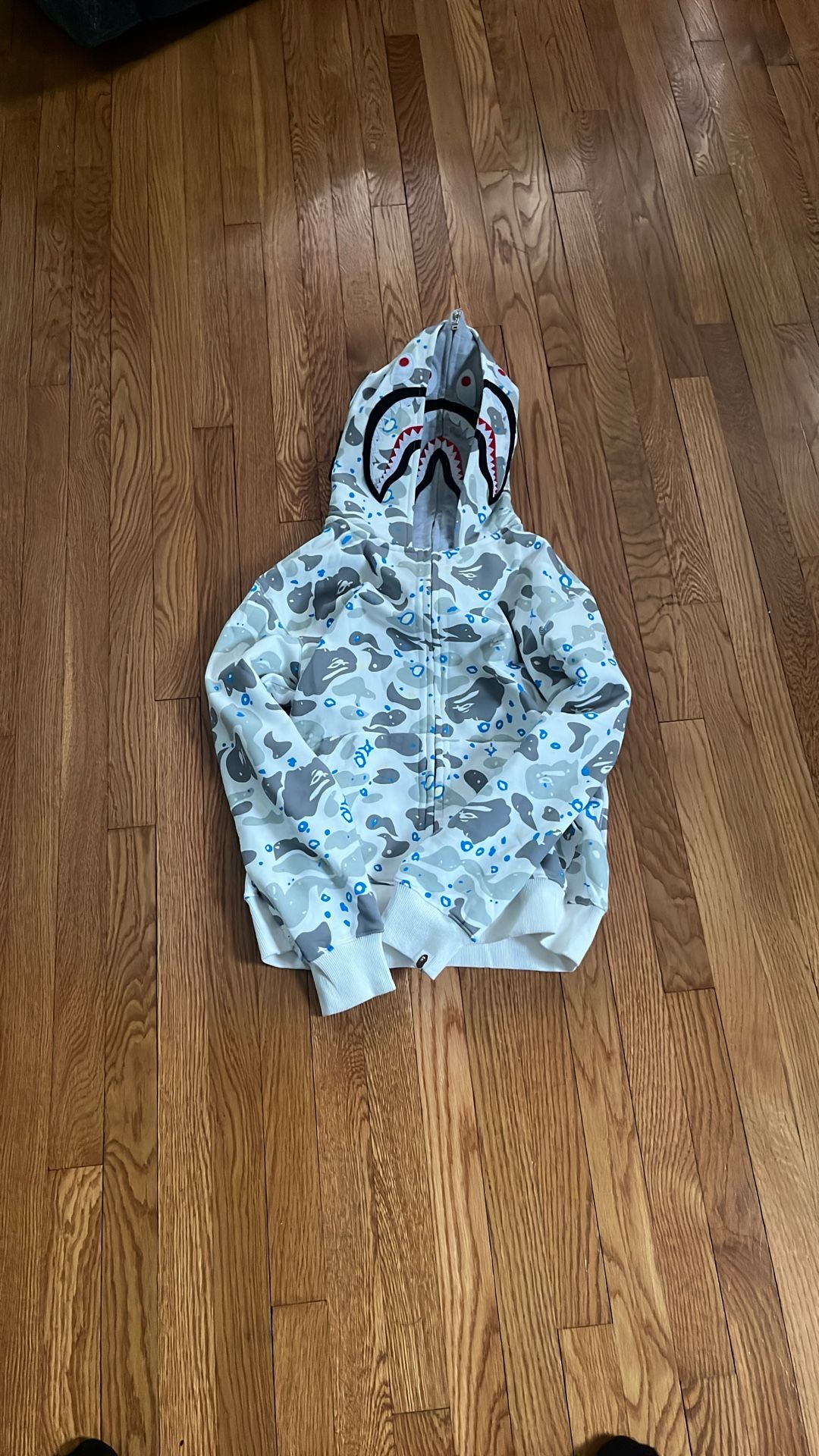 White Zip up Bape Space Camo Hoodie