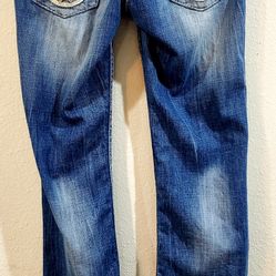 Big Star "Jenae" Rhinestone Pockets Boot Cut Jeans size Woman's 27R 39in Length 
29in Inseam