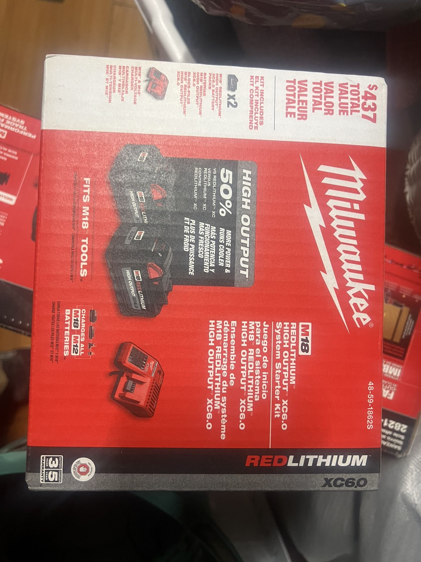 New Millwaukee Battery And Charger 2 Pack 6.0 