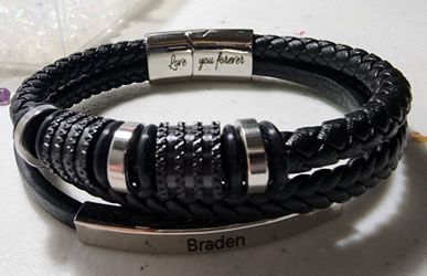 Personalized BRADEN triple faux leather bracelet