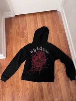 Small Red rhinestone sp5der hoodie