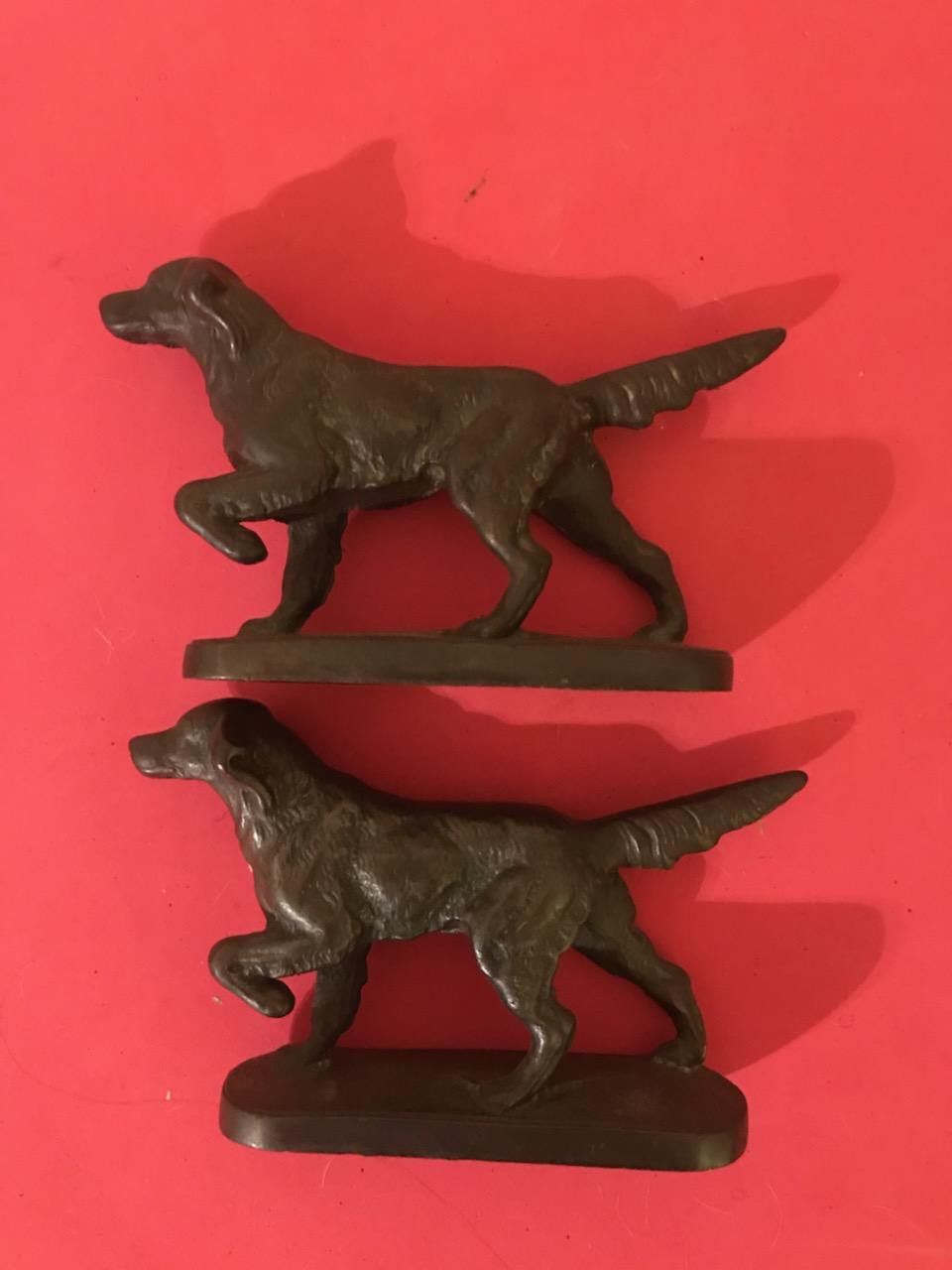 1920s bronze cast iron hunting dog bookends