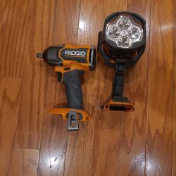 Ridgid 18V 1/2" Impact Wrench, LED Spotlight