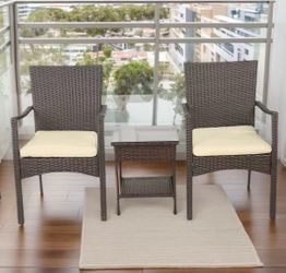 3 piece outdoor set with glass table