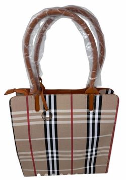 Brand NEW! Loulu Tan/Plaid Vinyl Tote Bag - Shoulder or Crossbody