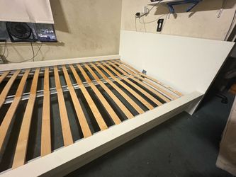 White Queen Bed Frame with Slatted Base
