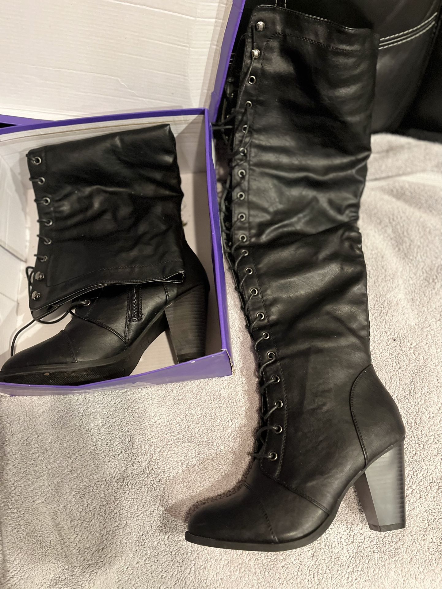 Blk Thigh High Boots Size 8.5