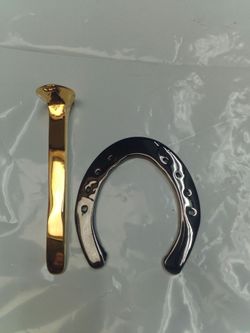Gold Plated Horseshoe and Railroad Spike
