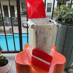 Vintage 1950s Red White Plastic Roll Up Bread Box Saver - Never Used