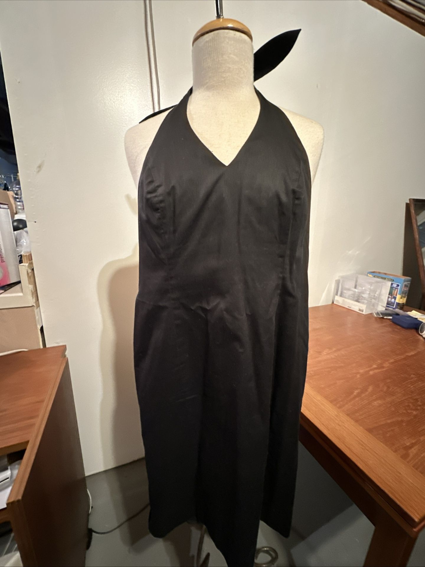 Ann Taylor Sundress Halter A-line Cotton Fully Lined Zipper Black Size 2P