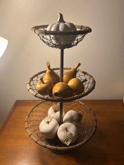 Three Tier Chicken Wire/ Wicker  Baskets