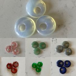 18 mm Natural Crystal Donut Gem Stone Beads Earrings Necklace Pendant Charm Jewelry Making