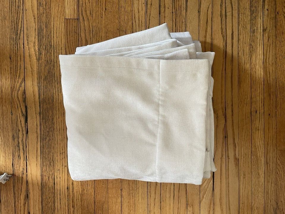 West Elm Worn Velvet Curtain Drape 48x96" Alabaster Set of 2 Blackout