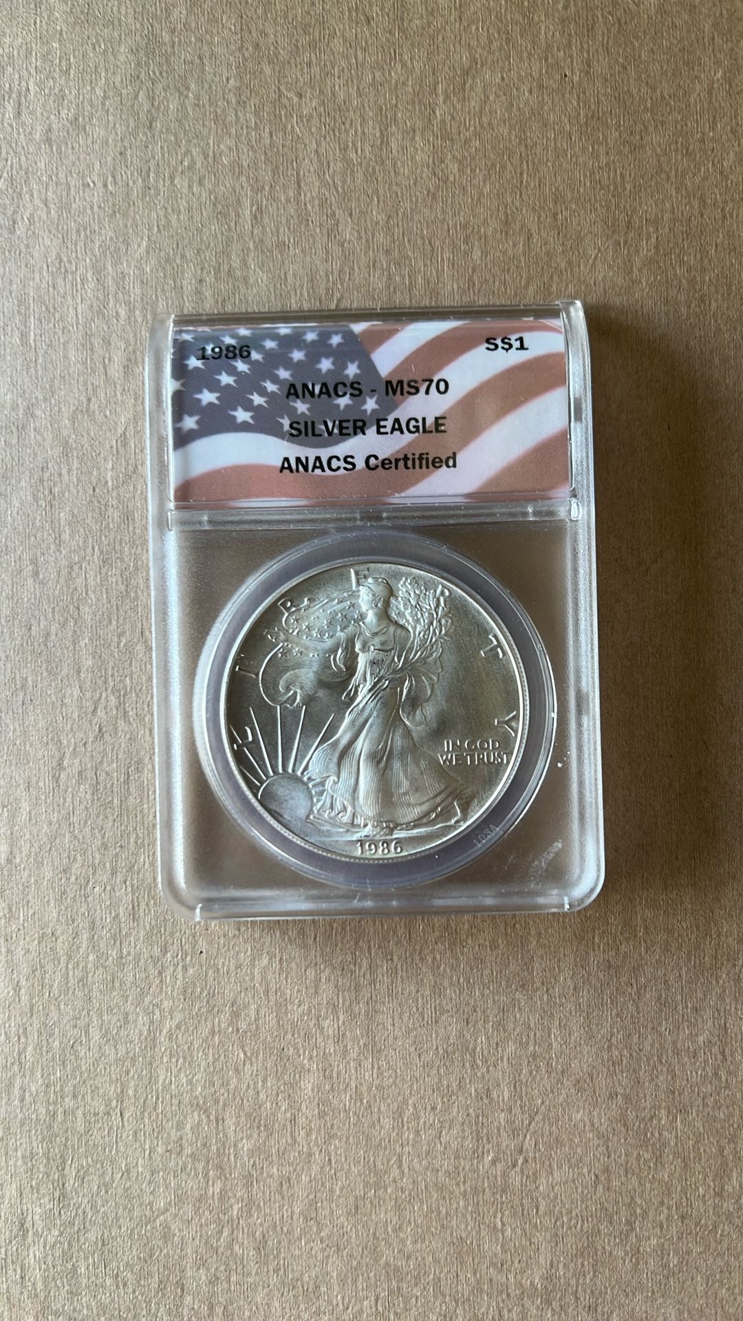 1986 American Silver Eagle-MS70! ANACS GRADED! First Year - 