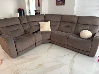 Microfiber power reclining sectional