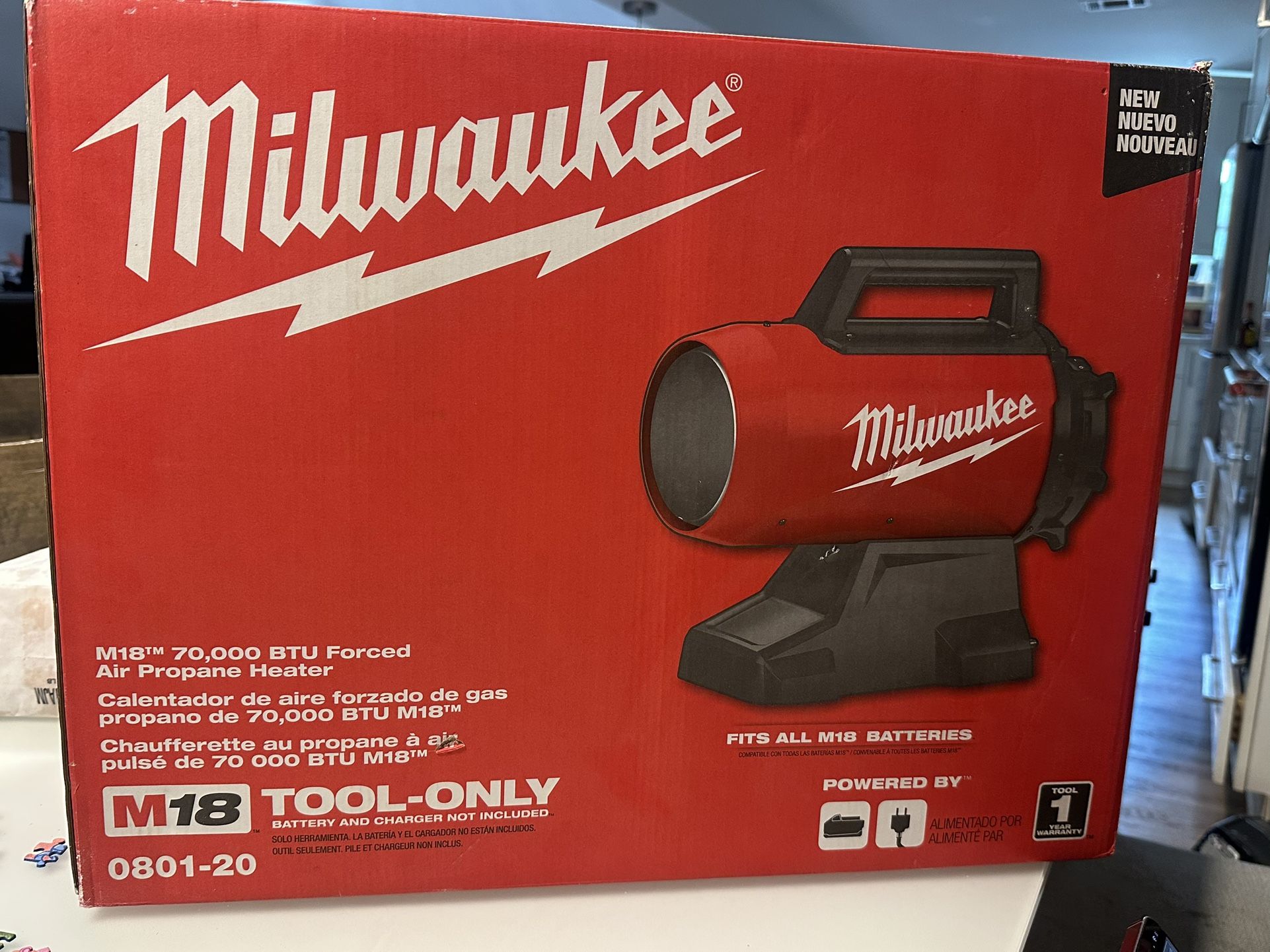 Milwaukee M18 18-Volt Lithium-Ion Cordless Forced Air Propane Portable Heater (Tool-Only)