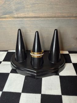 Gold Tone Band Ring With Rhinestones - Size 7.25