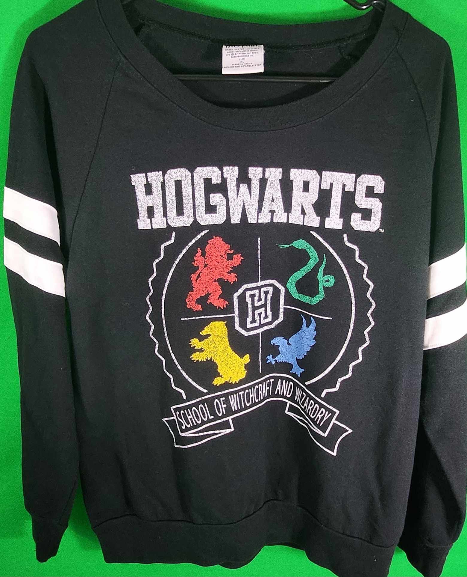 HARRY POTTER Hogwarts Graphic Print Black Pullover Sweatshirt Women's Size XL