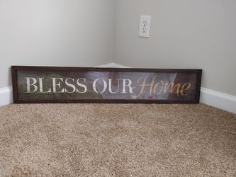 Wooden Glass Bless Our Home Painting