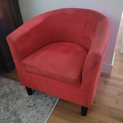 🔥 Modern Red Upholstered Accent Tub Chair Comfortable Living Room Seating Sofa Couch Living Room Home Seat House