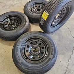 New [Each] ST225X75R15 Black Trailer Tire Wheel 5 Lug 5x4.5 Bolt Pattern Llanta Nueva Para Traila 225-75-15 
