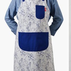 NWT Disney Bon Voyage Collection White and Blue 100% cotton Apron