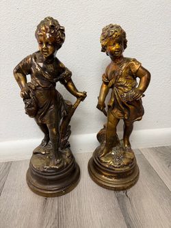 Pair of Antique Gold Cherub Figurines