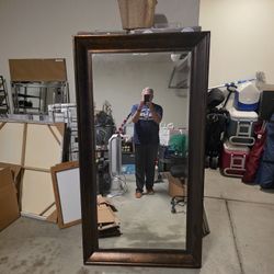 Large Mirror With Wood Frame