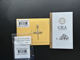 Moissanite Cross Pendant, 925 Sterling Silver, Gold Over