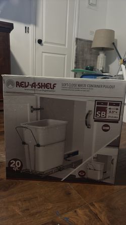 Trash can container pull out shelf