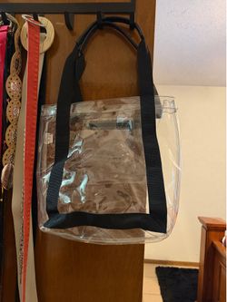 Black plastic see-through tote bag