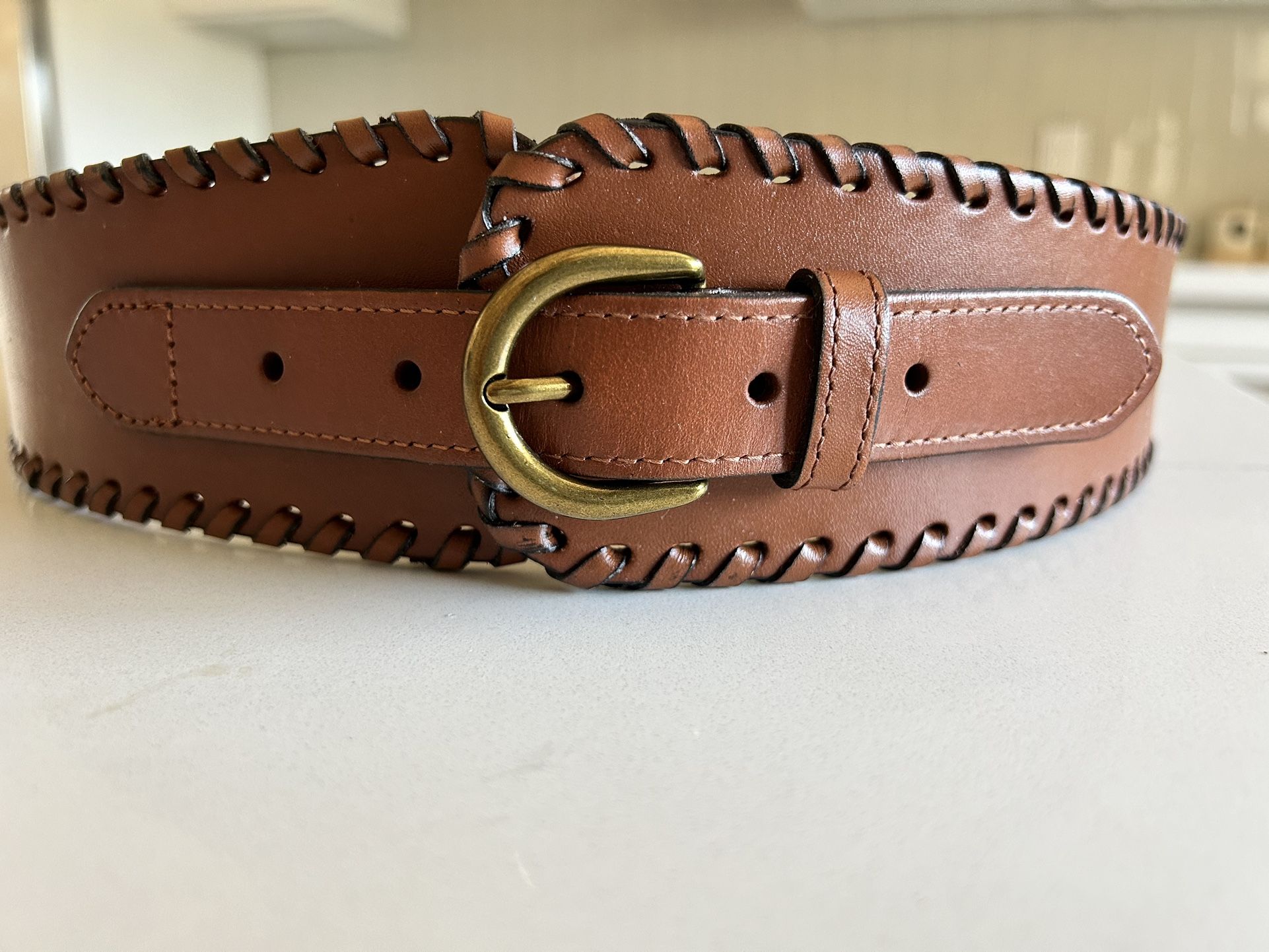 Banana Republic Leather Stitched Corset Belt Size L