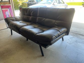 Futon Couch Black Faux Leather