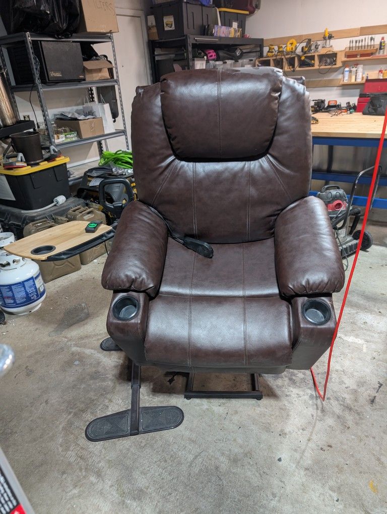 Sit Stand Leather Chair and Side Table