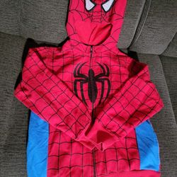 Boys Light Weight Spiderman Hooded Eyes Jacket Size 8-10