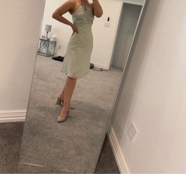 Women's Ivory Halter Neck Knee-Length Dress