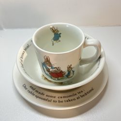 Wedgwood Beatrix Potter Peter Rabbit 3 Piece Set Cup Bowl Plate Made In England